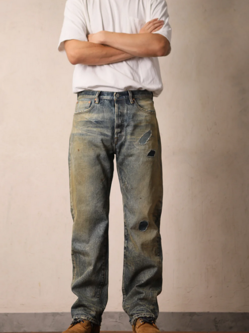 Men's vintage-wash straight-leg jeans