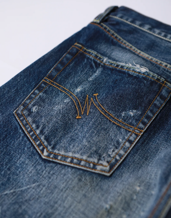 Blue vintage-wash men's jeans - Image 4
